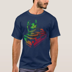 Cat Turntable Deejay Disco Clubbing Nightlife T-Shirt