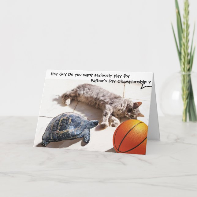 CAT ,TURTLE  AND BASKETBALL Father's Day Card (Front)