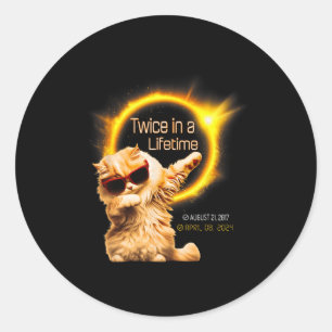 Cat Twice In Lifetime Solar Eclipse April 04.08.24 Classic Round Sticker