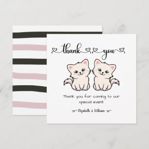 Cat Twin Boy Girl Baby Shower Thank You Card