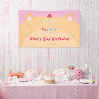 Cat "Two Cute to Handle" 2nd Birthday Banner