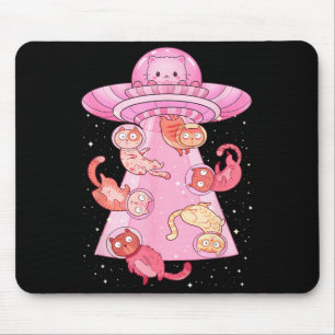 Cat UFO Cute Funny Kitty Kawaii Space Pink Mouse Pad