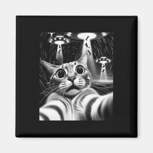 Cat Ufo Invasion _ Funny Cat Meme Retro Alien Cat Magnet