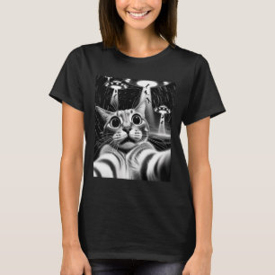 Cat Ufo Invasion _ Funny Cat Meme Retro Alien Cat  T-Shirt
