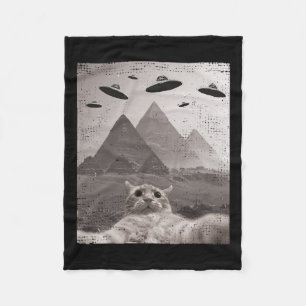 Cat Ufo Meme - Funny Cat Selfie With Ufos  Fleece Blanket
