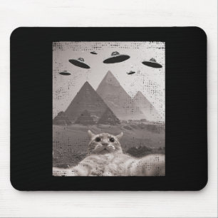 Cat Ufo Meme - Funny Cat Selfie With Ufos Mouse Pad