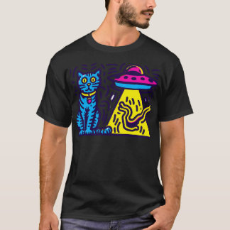 Cat Ufo Playing Cat Cat Cult T-Shirt