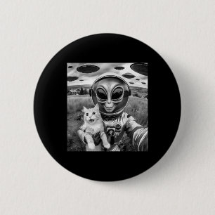 Cat Ufo Selfie Cat Alien Abduction Funny Cat Gifts 6 Cm Round Badge