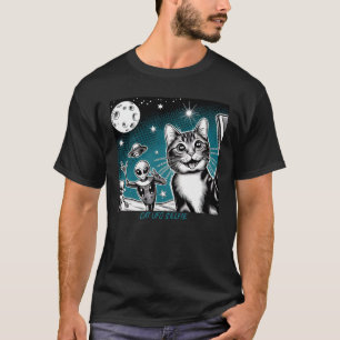 Cat UFO Selfie: Green Alien #8 T-Shirt