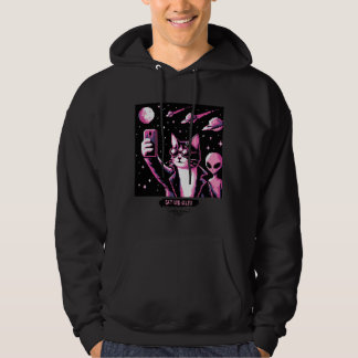 Cat UFO Selfie: Pixel Art #12 (Pink Cat) Hoodie