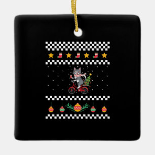 Cat Ugly Christmas Ceramic Ornament