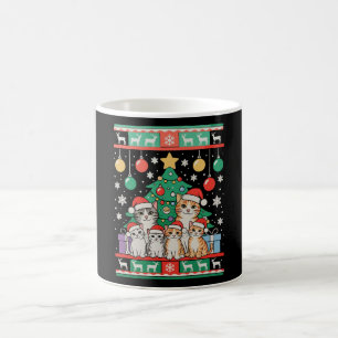 Cat Ugly Christmas Tree Lights Xmas Holiday Coffee Mug