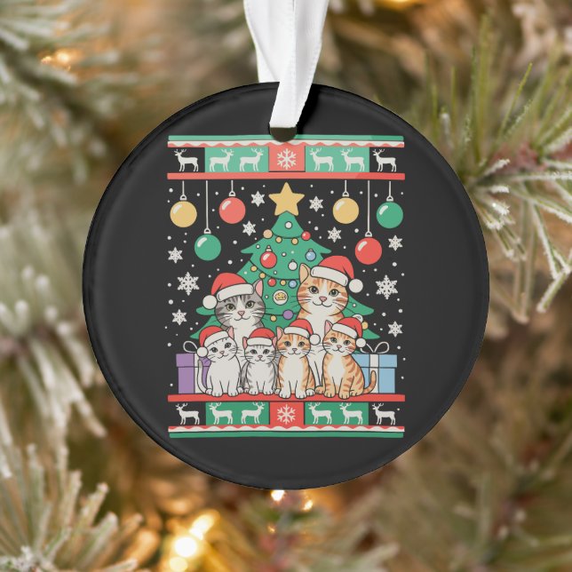 Cat Ugly Christmas Tree Lights Xmas Holiday Ornament (Tree)