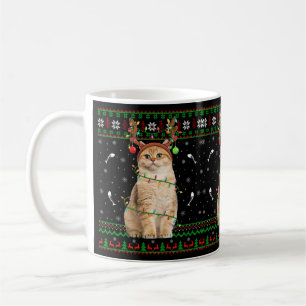 Cat Ugly Xmas Sweater Lighting Santa Cat Christmas Coffee Mug
