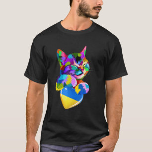 Cat Ukraine Heart Love Cat Ukrainian Flag Pride Co T-Shirt