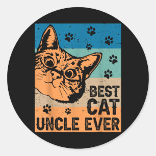 Cat Uncle Funny Kitten Tabby Whiskers Pet Owner Classic Round Sticker