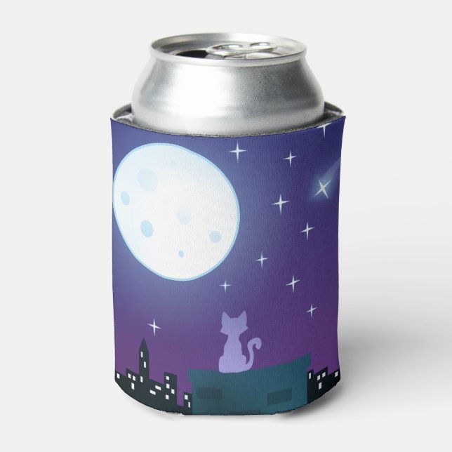 Cat Under The Moonlight Can Cooler (Can Front)