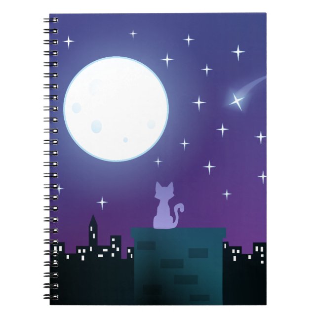 Cat Under the Moonlight Notebook (Front)