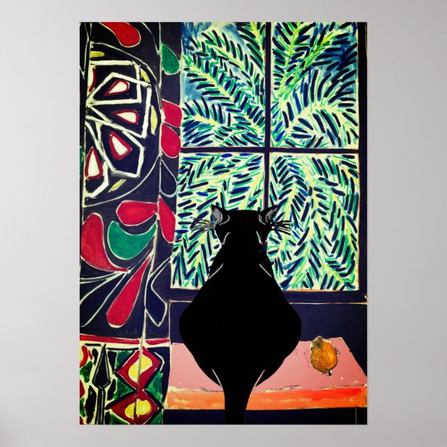 Cat Under Window, after Matisse Poster (Front)