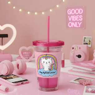 Cat Unicorn Illustration Acrylic Tumbler