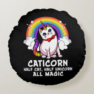 Cat Unicorn Magical Caticorn Kitten Rainbow Pet Round Cushion