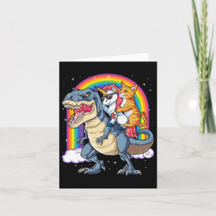 Cat Unicorn Riding Dinosaur T Rex Kitten Lover Spa Card
