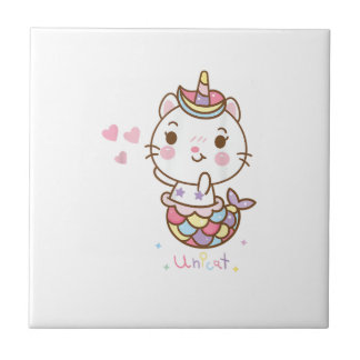 Cat Unicorn shirt - Unicat Mermaid Cat I believe i Ceramic Tile