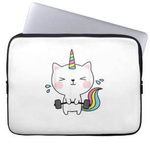 Cat Unicorn T Shirt Workout Gym Rainbow Caticorn C Laptop Sleeve