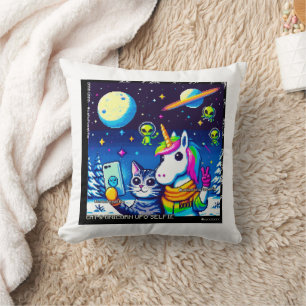 Cat & Unicorn UFO Selfie: Big Meeting Pillow #2