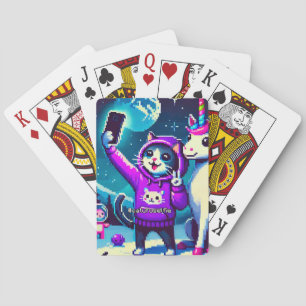 Cat & Unicorn UFO Selfie: Big Meeting Poker Cards
