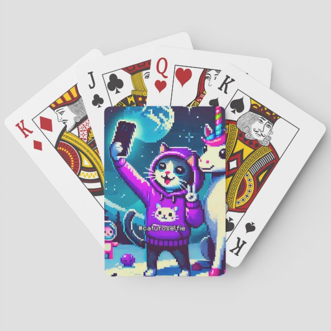 Cat & Unicorn UFO Selfie: Big Meeting Poker Cards (Back)