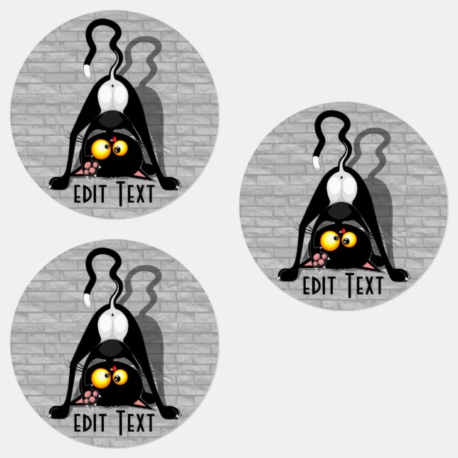 Cat Upside Down Funny Cartoon Character (Group)