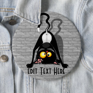 Cat Upside Down Funny Cartoon Character 6 Cm Round Badge