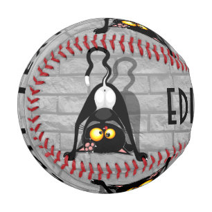 Cat Upside Down Funny Cartoon Character Baseball