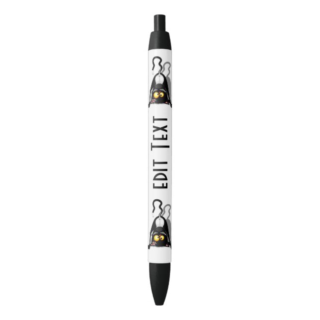Cat Upside Down Funny Cartoon Character Black Ink Pen (Front Vertical)
