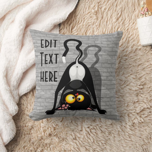 Cat Upside Down Funny Cartoon Character Cushion (Blanket)