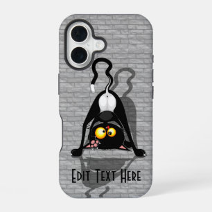 Cat Upside Down Funny Cartoon Character iPhone 16 Case