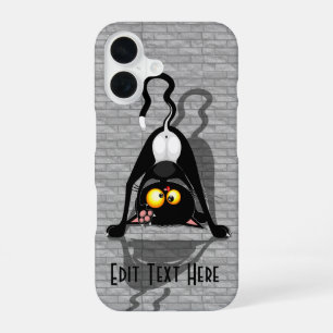 Cat Upside Down Funny Cartoon Character iPhone 16 Case