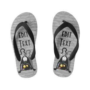 Cat Upside Down Funny Cartoon Character Kid's Thongs