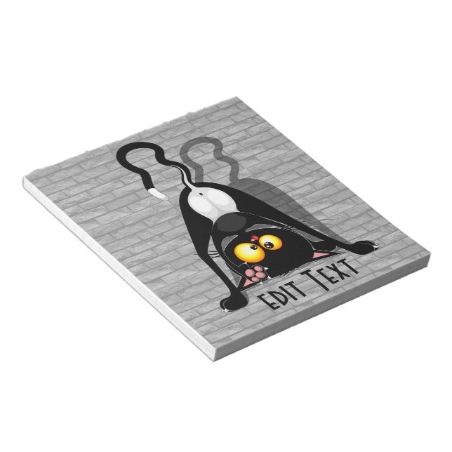 Cat Upside Down Funny Cartoon Character Notepad (Angled)