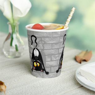 Cat Upside Down Funny Cartoon Character Paper Cups
