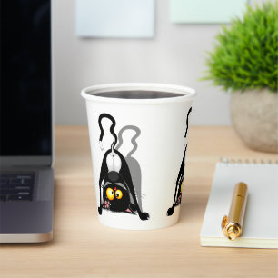 Cat Upside Down Funny Cartoon Character Paper Cups