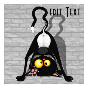 Cat Upside Down Funny Cartoon Character Photo Print