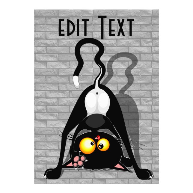 Cat Upside Down Funny Cartoon Character Photo Print (Front)