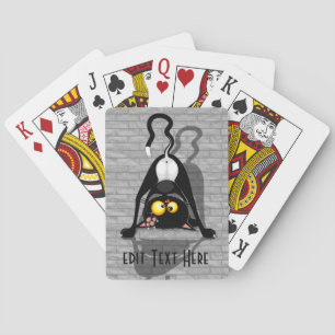 Cat Upside Down Funny Cartoon Character Playing Cards