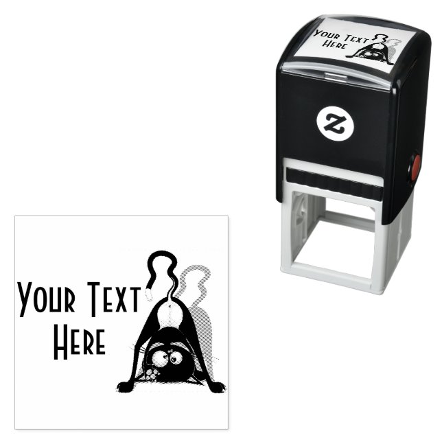 Cat Upside Down Funny Cartoon Character Self-inking Stamp (In Situ)