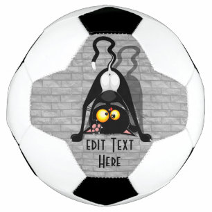 Cat Upside Down Funny Cartoon Character Soccer Ball