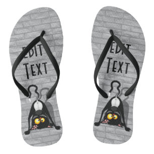 Cat Upside Down Funny Cartoon Character Thongs