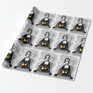 Cat Upside Down Funny Cartoon Character Wrapping Paper