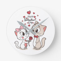 Cat Valentine 10" Round Wall Clock